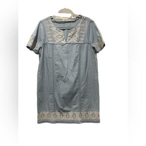 MADEWELL Embroidered Chambray Denim Tunic Shift Dress Southwestern Size Medium